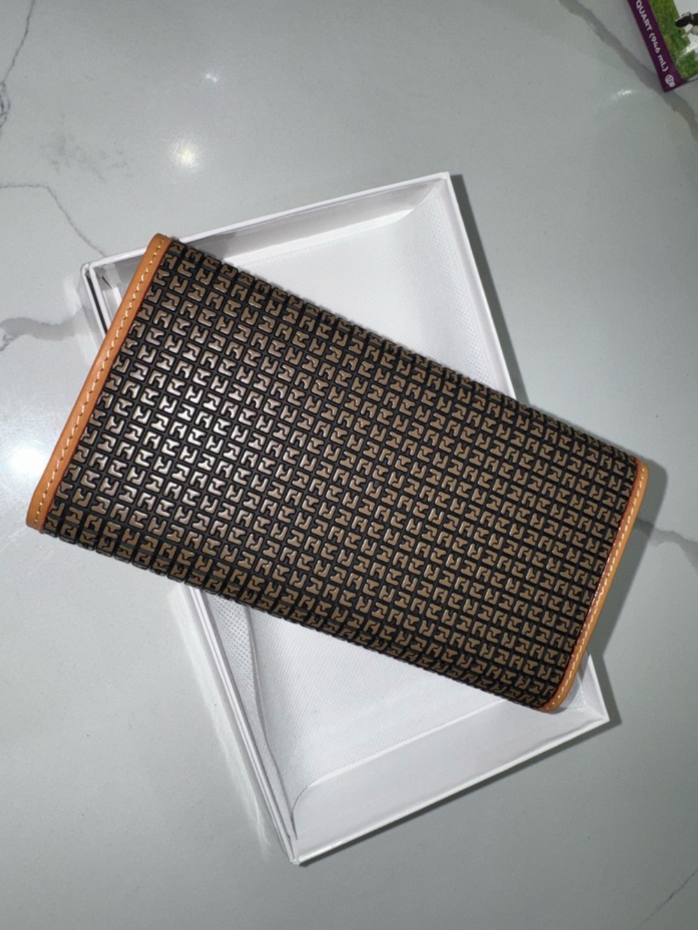 Ted Lapidus Women's Brown Patterned Clutch with Tan Trim - Picture 5 of 8